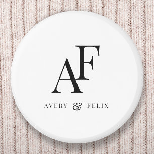 Bröllopsmonogram Elegant Enkel Minimalistisk Knapp