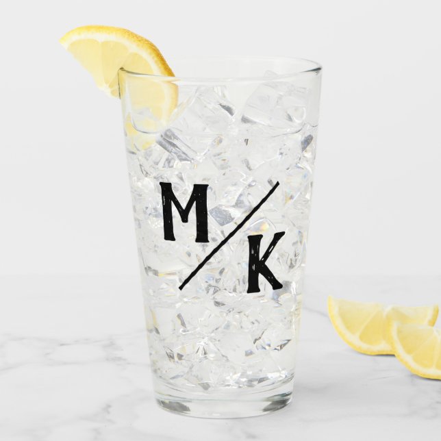Bröllopsmonogram Enkel Svart Slash Modern Typograf Glaskopp (Framsida Ice)