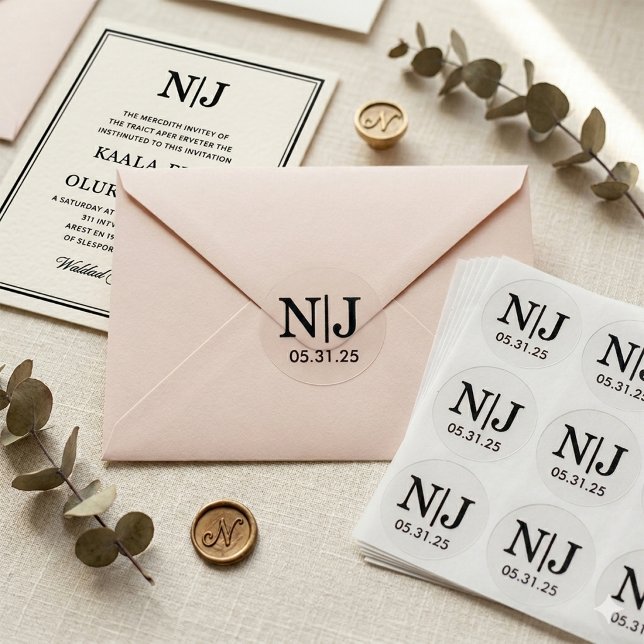 Bröllopsmonogram kuvert klistermärken (Wedding Monogram Envelope Stickers)
