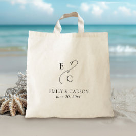 Bröllopsmonogram Minimalistisk Enkel Elegant Svart Tygkasse