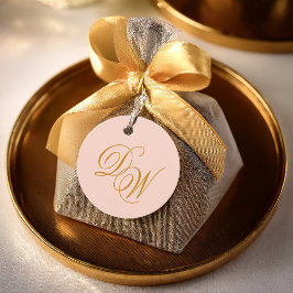 Bröllopsmonogram Rosa Enkel Elegant Skrift  Gåvor Etiketter