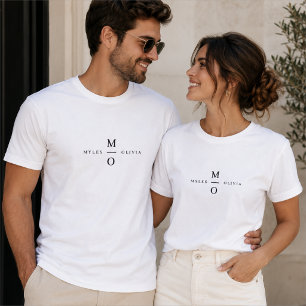 Bröllopsmonogram T-shirts Anpassade par-skjortor