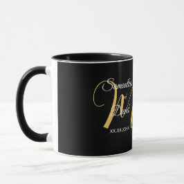 Bröllopsmonogramdesign med namn och datum mugg