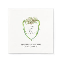 Bröllopsmonogramservetter Grön Hortensia