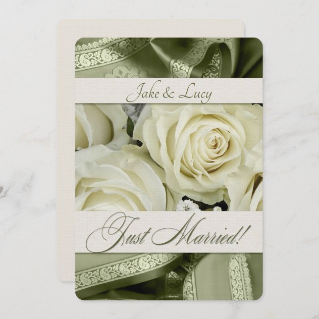 Bröllopsmottagning Bouquet och Grönt Inbjudningar (Fram/baksida)