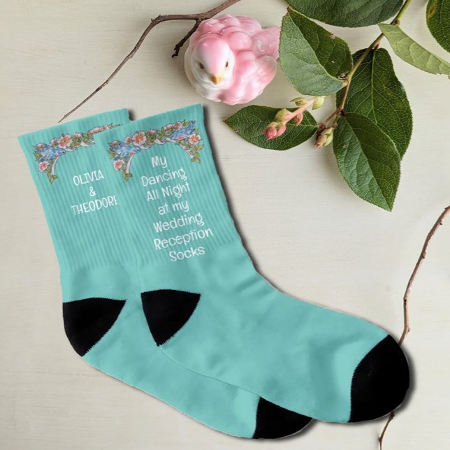 Bröllopsmottagning Cute Teal Blommigt Möhippa Strumpor (Skapare uppladdad)
