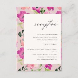 Bröllopsmottagning för Bright Rosa Watercolor-Blom Tilläggskort