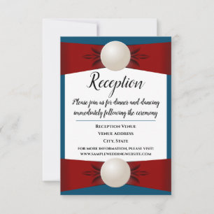 Bröllopsmottagning för burgundy och blå pärlhöns inbjudningar