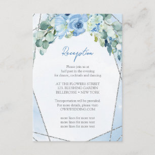 Bröllopsmottagning för Rustic Blåa blommor Silver Tilläggskort
