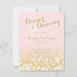 Bröllopsmottagning i rosa och guldskimrande inbjudningar