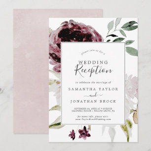 Bröllopsmottagning med blomsterromantik inbjudningar