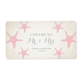 Bröllopsmottagning Mini Champagne Label Starfish Fraktsedel