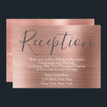 bröllopsmottagning Rosa ros Guld Inbjudningar<br><div class="desc">Mottagningskort för Elegant av rosa ros Faux Brushed Metall för en post-Bröllopsfest. Det här  Rosa-bröllopskortet kan anpassas för att inkludera ditt meddelande och mottagningen av party adress. Mottagningskortet är en del av samlingen Ro Guld Bröllop. Kontakta designern om du vill ha ytterligare anpassade objekt.</div>