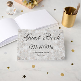 Bröllopsmottagning Silver Vitt Guld Enkel Elegant Gästböcker