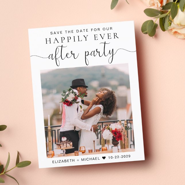 Bröllopsmottagningsfotot QR-kod Spara datum Meddelande Vykort (A stylish save the date announcement for a reception to celebrate your elopement or private wedding)