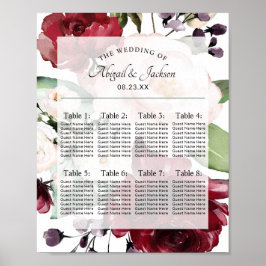 Bröllopsmottagningsskylt för Bordsnumret Sittplats Poster