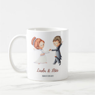 Bröllopsmugg med brud och brudgumme som dansar kaffemugg