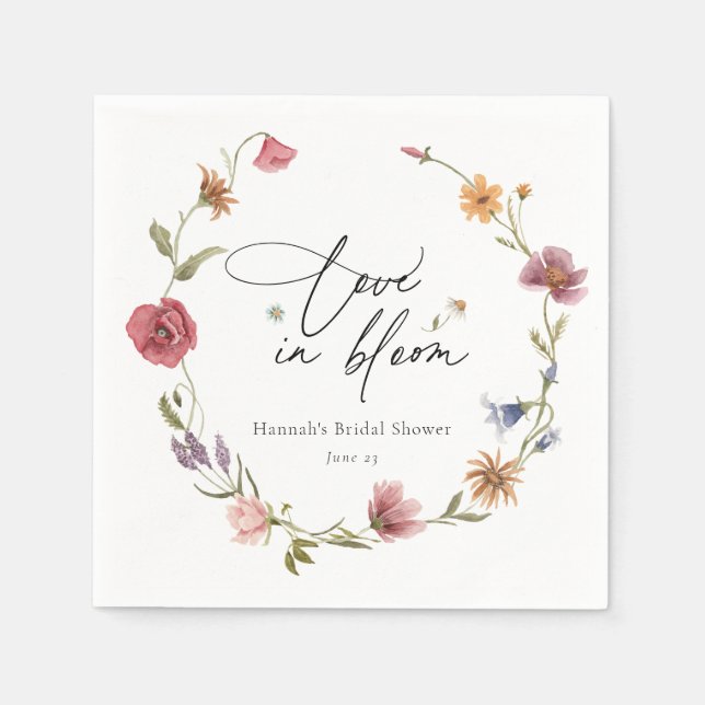 Bröllopsnäsdukar med vilda blommor pappersservett (Framsidan)