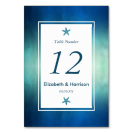 Bröllopsnummer för havsfärg Ocean Starfish Beach Bordsnummer