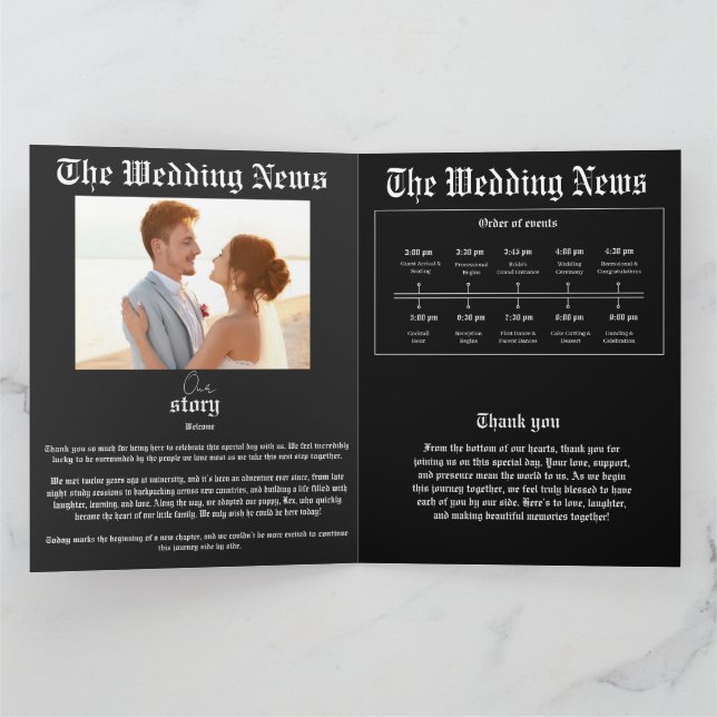 Bröllopsnyheterna Vintage Tidning Bröllop  Kort (Inuti)