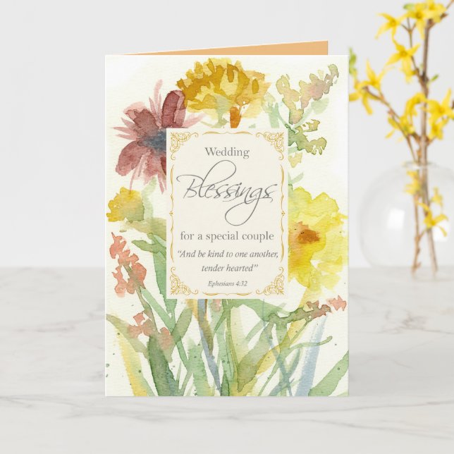 Bröllopsönskningar Grattis Efeserbrevet Bibeln Kort (Gul blomma)