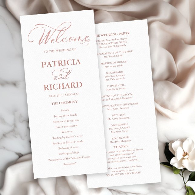 Bröllopsordning Guds Tjänst Ceremoni Elegant Progr Program (Skapare uppladdad)