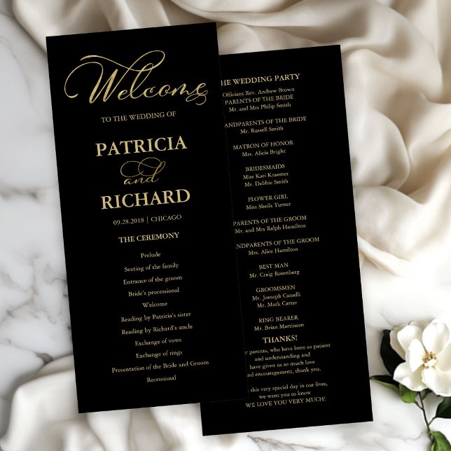 Bröllopsordning Gudsdyrkelse Program Guld (Skapare uppladdad)