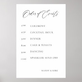 Bröllopsordningsskylt | Elegant Minimalism  Poster