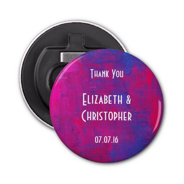 Bröllopsorfärg och Magenta av blå Abstrakt Flasköppnare (Framsidan)