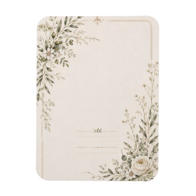 Bröllopspapper med naturlig botanisk charm magnet (Vertikal)