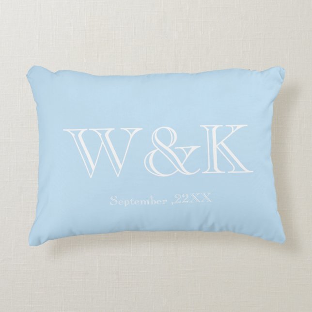 Bröllopspar årsdag monogram initial accent prydnadskudde (Framsidan)