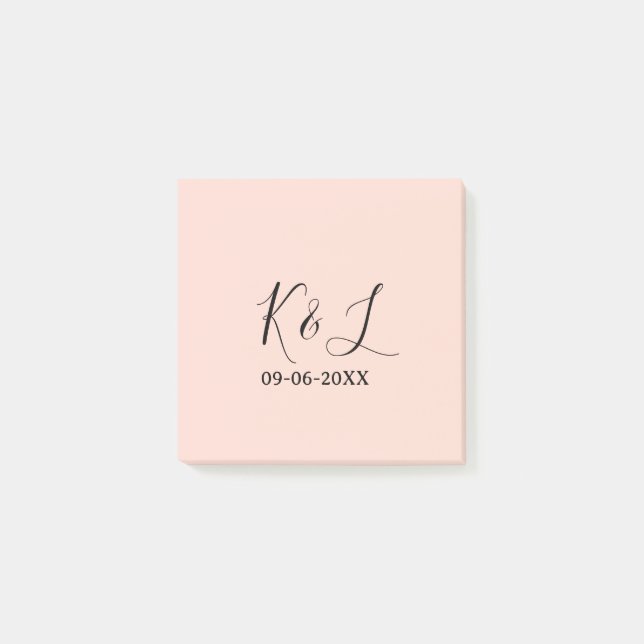 Bröllopspar namn bokstav datum röd pastell bakgrun post-it block (Framsida)
