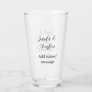 Bröllopspar namn meddelande datum romantisk elegan glaskopp