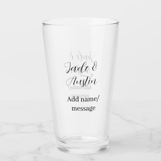 Bröllopspar namn meddelande datum romantisk elegan glaskopp (Framsida)