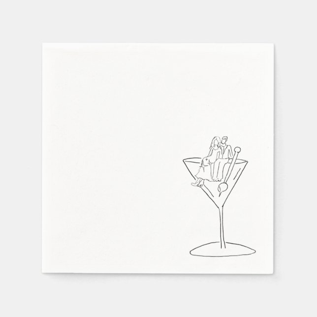 Bröllopspar på en Martini Cocktailserviett Pappersservett (Framsidan)