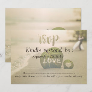 Bröllopspar på stranden, kärlek RSVP Inbjudningar