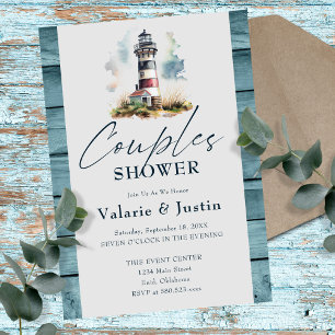 Bröllopspar Shower Ocean fyr Inbjudningar