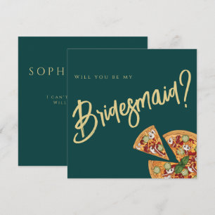 Bröllopspartförslag Smaragdgrönt Guld PIZZA Inbjudningar