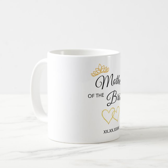 Bröllopspartiroll & Datum Elegant Design Kaffemugg (Framsida vänster)