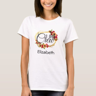 Bröllopsparty, I Do Crew, Solrosor, Rosor, Blommor T Shirt