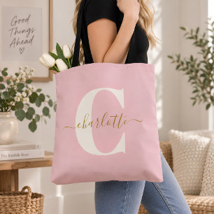 Bröllopsparty rosé guldmonogram förnamn tygkasse