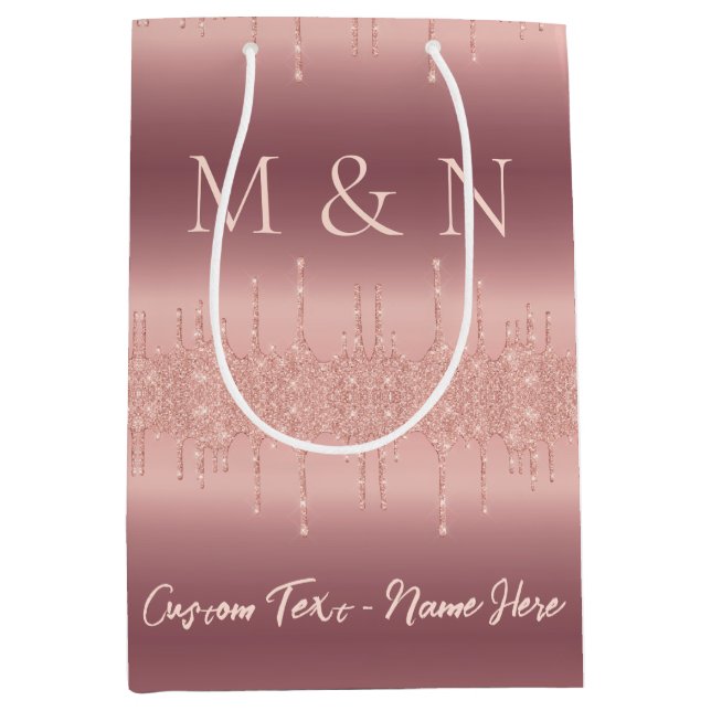 Bröllopspåsar i roséguld med eget namn och initial (Framsidan)