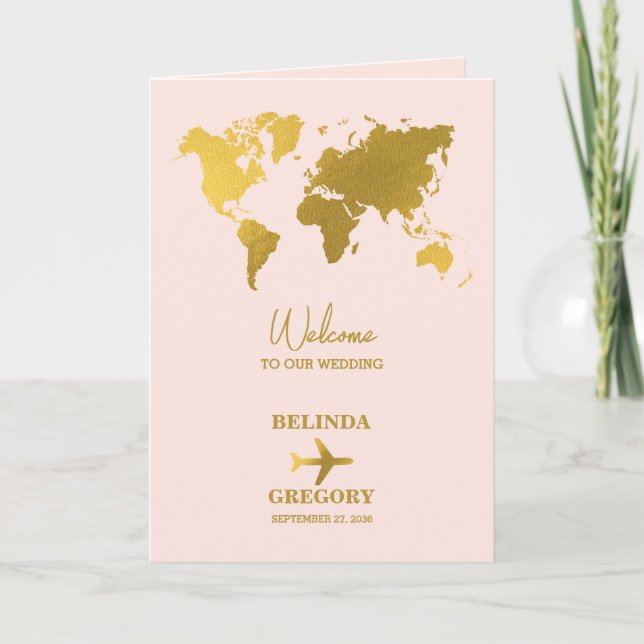 Bröllopspass Blush Rosa Guld Ordningsföljd Program (Framsida)