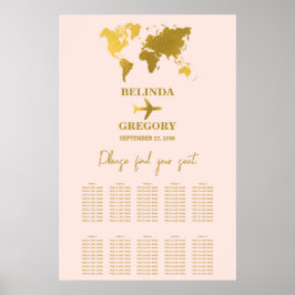 Bröllopspass Blush Rosa Guld Sittplatsschema Poster