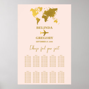 Bröllopspass Blush Rosa Guld Sittplatsschema Poster