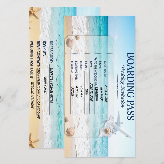 Bröllopspass för badort Card Spara Datumet (Fram/baksida)