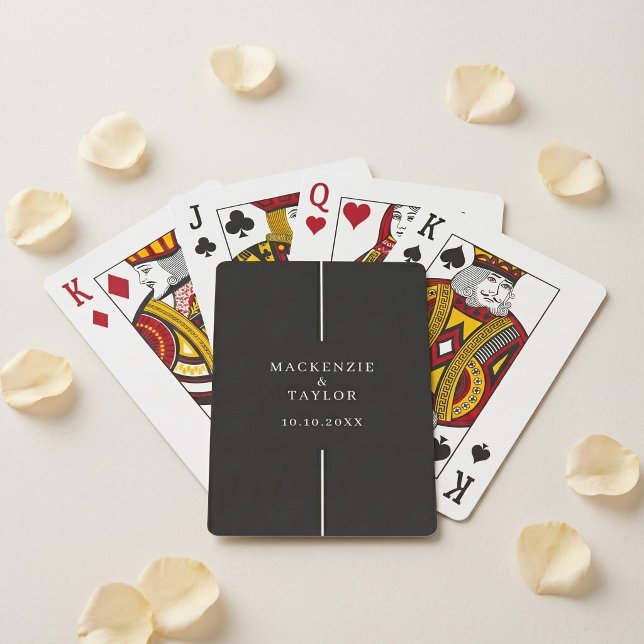 Bröllopspersonligt namn och datum casinokort (Wedding Day Newly Wed Personalized Names and Date Playing Cards by Ricaso. Wedding reception favors)