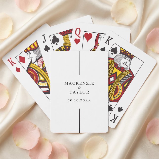 Bröllopspersonligt namn och datum casinokort (Wedding Day Newly Wed Personalized Names and Date Playing Cards by Ricaso. Wedding reception favors)
