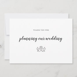 Bröllopsplaneringsarrangör tack kort