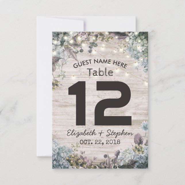 Bröllopsplats Bord Nummer Chic Blommig Träljus Inbjudningar (Framsida)